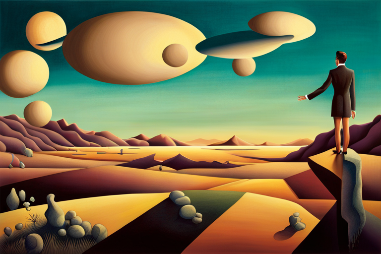 AI generated art representing "Generate a captivating dreamscape with surreal elements, such as floating objects or distorted perspectives, reminiscent of Salvador Dalí's paintings."