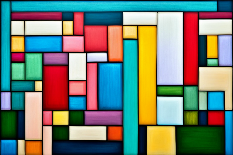An AI generated image representing "Craft a piece featuring vivid, muted pastel colors in geometric shapes with a dynamic arrangement, taking inspiration from the works of Piet Mondrian, oil paint, textured."