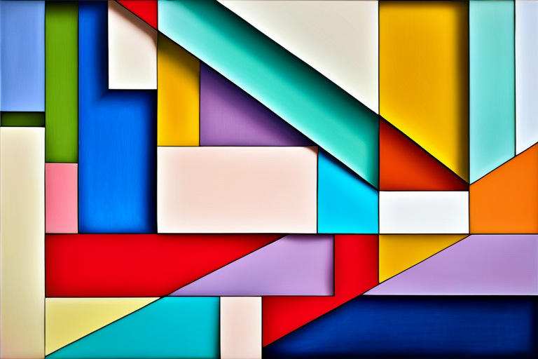 AI generated art representing "Craft a piece featuring vivid, muted pastel colors in geometric shapes with a dynamic arrangement, taking inspiration from the works of Piet Mondrian, oil paint, textured."