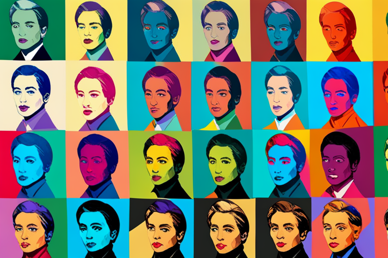 An AI generated image representing "Generate a series of pop art-inspired portraits featuring famous cultural icons, accentuated with bright colors and bold, graphic patterns, similar to the works of Andy Warhol."