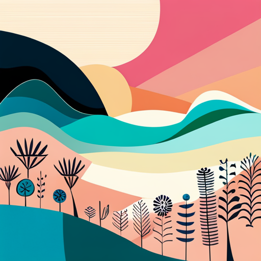 AI generated art representing "Floral graphic illustration, using minimalist shapes and pastel colours, lines, and a strong summer energy."