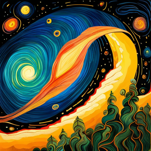 An AI generated image representing "Design an outer space scene with swirling galaxies, colorful nebulae, and distant stars, drawing inspiration from the works of Vincent van Gogh's Starry Night."