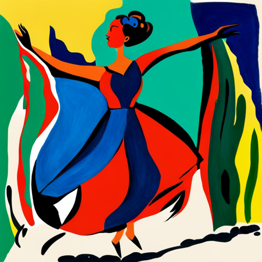 AI generated art representing "line art, pen and ink, silhouette dancing freely alone, by Henri Matisse"
