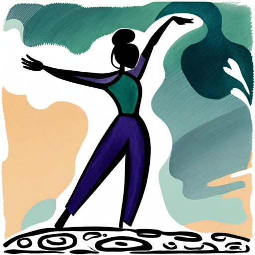 AI generated art representing "single line art, drawn with pen and ink, of a female silhouette dancing freely alone, by matisse. "