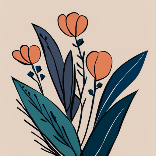 AI generated art representing "simple pressed flowers, line art, minimalist design, muted colours, by henri matisse. "