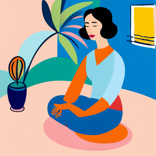 An AI generated image representing "female meditating, line art, pastel colours, in style of henri matisse. "