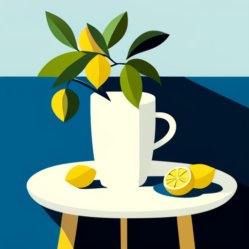 An AI generated image representing "minimalist, lemon tree, branch and lemon, in style of henri matisse. "